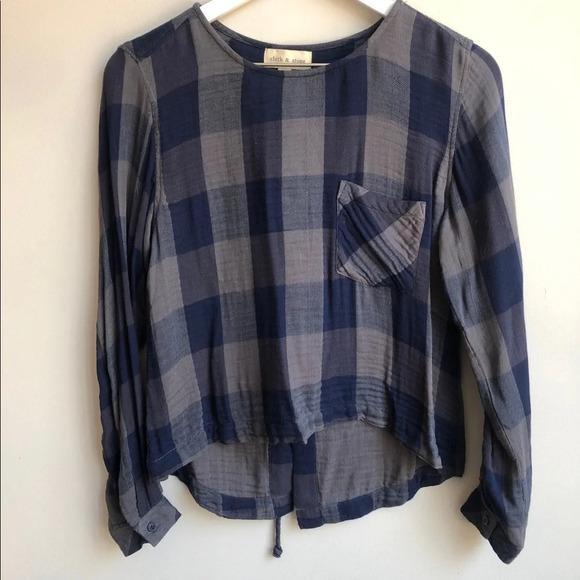 Cloth & Stone Lace up back long sleeve blouse XS - Picture 1 of 3
